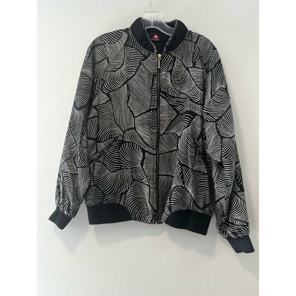 Le Coq Sportif Jackets & Blazers - Vintage 100% Silk Bomber Jacket Funky Black & White Size Medium